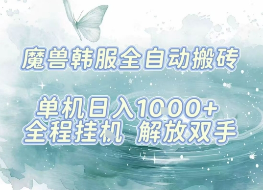 最新韩服游戏搬砖，单机日入1k+，全自动运行挂G项目，解放双手【揭秘】-聊项目