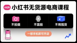 小红书无货源电商课程,不拍摄不露脸不用囤货,一部手机即可开店-聊项目