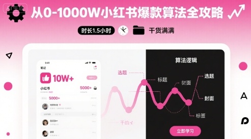 从0-1000W小红书爆款算法全攻略，时长1.5小时，干货满满-聊项目