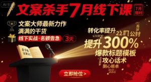 文案杀手7月线下课,文案大师最新力作,满满的干货-聊项目