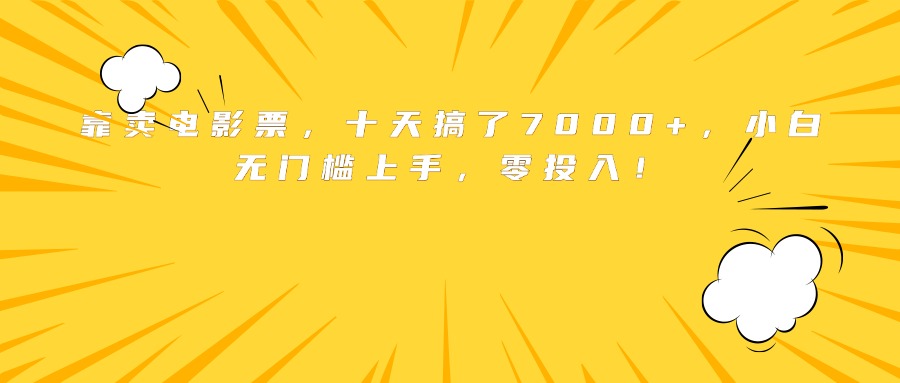 靠卖电影票，十天搞了7000+，小白无门槛上手，零投入！-聊项目