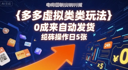 多多虚拟类目玩法，0成本全自动发货，矩阵操作日5张-聊项目