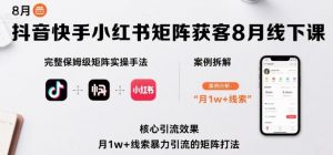 抖音快手小红书矩阵获客8月线下课,完整保姆级矩阵实操手法与案例拆解,月1w+线索暴力引流的矩阵打法-聊项目