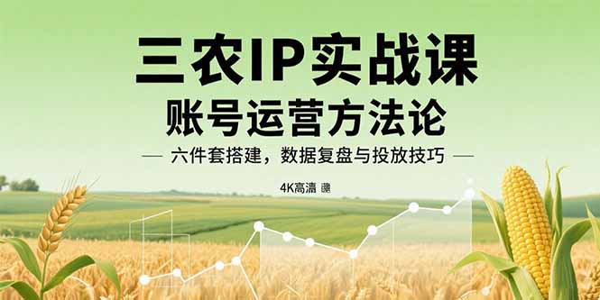 三农IP实战课：账号运营方法论，六件套搭建，数据复盘与投放技巧-聊项目
