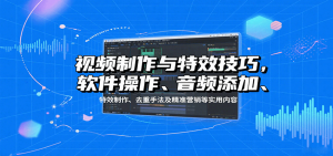 视频制作与特效技巧:软件操作、音频添加、特效制作、去重手法及精准营销等实用内容-聊项目