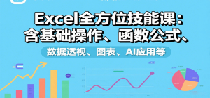 Excel全方位技能课:含基础操作、函数公式、数据透视、图表、AI应用等-聊项目