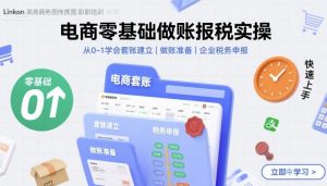 电商零基础做账报税实操快速上手,从0-1学会套账建立,做账准备,企业税务申报-聊项目