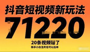 抖音短视频新玩法,20条视频挣了1w+,新手小白当天也可以出单-聊项目