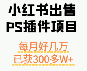 小红书出售PS插件项目,每月都收入好几万,长期操作已获利300多W+-聊项目