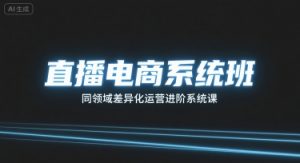 直播电商系统班,同领域差异化运营进阶系统课-聊项目