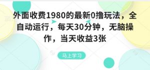 外面收费1980的最新0撸玩法,全自动挂G,每天30分钟,无脑操作,当天收益3张【揭秘】-聊项目