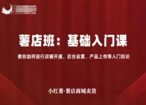 小红薯薯店商城卖货,基础入门课,教你如何进行店铺开通、后台设置、产品上传等入门知识-聊项目