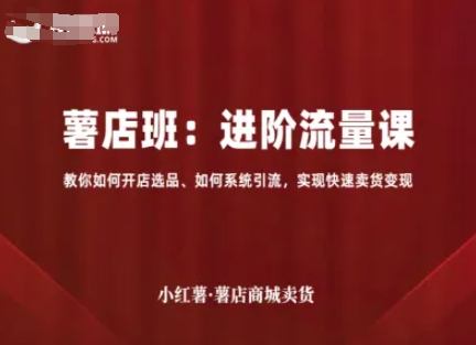 小红薯薯店商城卖货，进阶流量课，教你如何开店选品、如何系统引流，实现快速卖货变现-聊项目