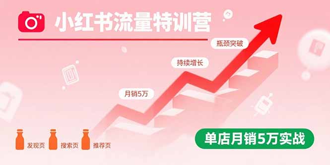 小红书流量特训营：突破流量瓶颈，实现店铺持续增长，单店月销5万实战-聊项目
