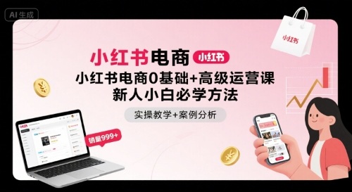 小红书电商0基础+高级运营课，新人小白必学方法，实操教学+案例分析-聊项目