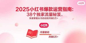 2025小红书爆款运营指南：38个独家流量秘笈，快速掌握从冷启动到月销5万+-聊项目