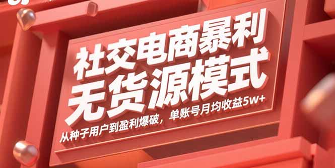 社交电商暴利无货源模式：从种子用户到盈利爆破，单账号月均收益5w+-聊项目