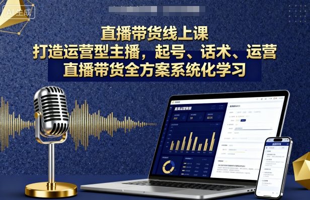 直播带货线上课，打造运营型主播，起号、话术、运营，直播带货全方案系统化学习-聊项目