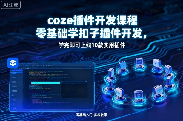 coze插件开发课程，零基础学扣子插件开发，学完即可上线10款实用插件-聊项目