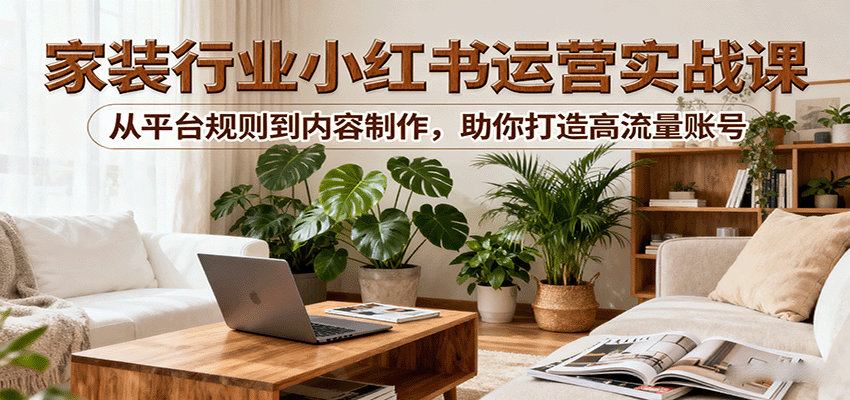 小红书家装行业运营实战课：从平台规则到内容制作，助你打造高流量账号-聊项目