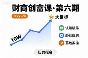财商创富课第六期8月22-24号，如何从10W起步，一步步实现大目标-聊项目