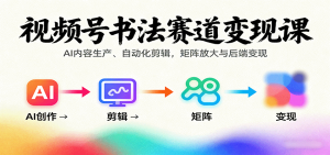 视频号书法赛道变现课:AI内容生产、自动化剪辑,矩阵放大与后端变现-聊项目