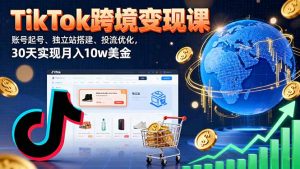 TikTok跨境变现课:账号起号、独立站搭建、投流优化,30天实现月入10w美金-聊项目