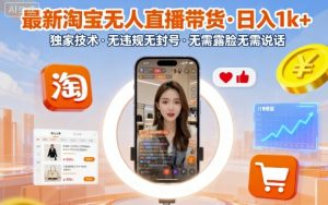 最新淘宝无人直播带货,日入1k+,独家技术,无违规无封号,无需露脸无需说话【揭秘】-聊项目