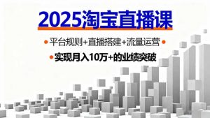 2025淘宝直播课,平台规则+直播搭建+流量运营,首播GMV破3万-聊项目