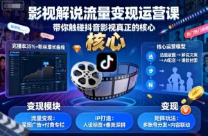 影视解说流量变现运营课,带你触碰抖音影视真正的核心-聊项目