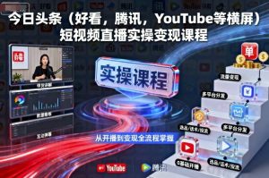 今日头条(好看,腾讯,YouTube等横屏)短视频直播实操变现课程-聊项目
