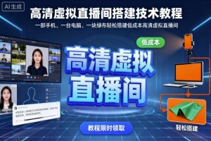 高清虚拟直播间搭建技术教程,一部手机、一台电脑、一块绿布轻松搭建低成本高清虚拟直播间-聊项目