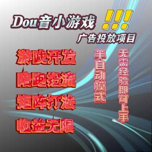 抖音小游戏广告推广项目,2025最新实测落地,单日收益300+-聊项目