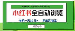 小红书全自动浏览项目,零投资,全程手机去跑,单账号一天10米+,可无限矩阵去做【揭秘】-聊项目