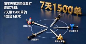 淘宝天猫高阶爆款打造课73期:7天爆1500单的4剑合1战术-聊项目