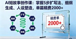 AI短故事创作课:掌握5步扩写法、细纲生成、人设塑造,单篇稿费2000+-聊项目