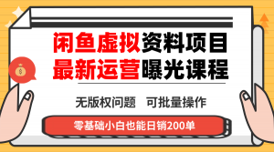 闲鱼虚拟资料最新变现玩法,一人多店无需囤货,多管道收益独家玩法…-聊项目