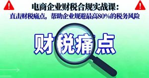 电商企业财税合规实战课,直击财税痛点,帮助企业规避最高80%的税务风险-聊项目