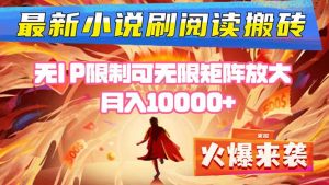 小说阅读搬砖单机每天收益200-400+ 无IP限制可无限矩阵放大 —-聊项目