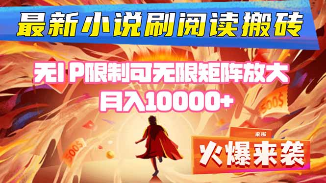 小说阅读搬砖单机每天收益200-400+ 无IP限制可无限矩阵放大 —-聊项目