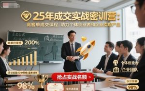 25年成交实战密训营,高客单成交课程,助力个体创业者和企业卖爆产品-聊项目