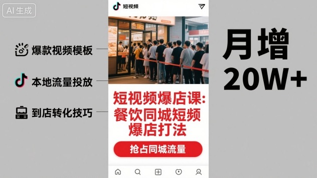 短视频爆店课，餐饮同城短视频爆店打法-聊项目