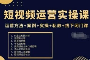 短视频运营实操课,运营方法+案例+实操+私教+线下闭门课-聊项目