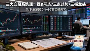 三大交易系统课:裸K形态/三点趋势/三板体系,单月收益率30%+92节实操内容-聊项目