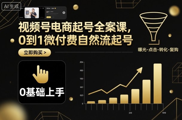 视频号电商起号全案课，0到1微付费自然流起号-聊项目