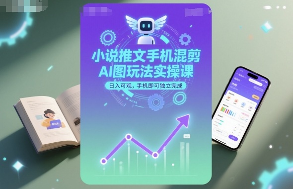 小说推文手机混剪AI图玩法实操课，日入可观，手机即可独立完成-聊项目