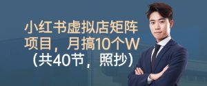 小红书虚拟店矩阵项目,照抄照做,月搞1W+(共40节)-聊项目
