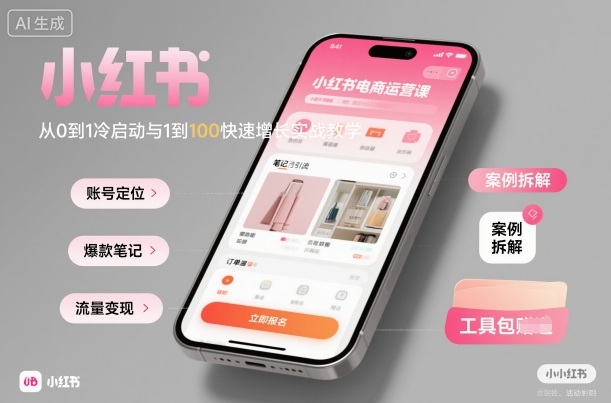 小红书电商运营课：从0到1冷启动与1到100快速增长实战教学-聊项目