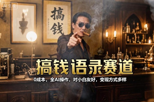 搞钱语录赛道，0成本，全AI操作，对小白友好，变现方式多样-聊项目