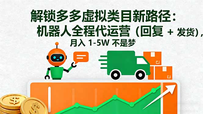 解锁多多虚拟类目新路径：机器人全程代运营(回复 + 发货-聊项目